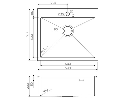 Кухонная мойка нержавеющая сталь Omoikiri Akisame 59-IN 4973055