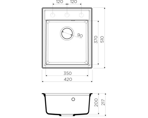 Кухонная мойка черный Artgranit Omoikiri Daisen 42-BL
