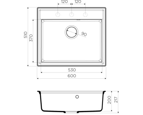 Кухонная мойка черный Artgranit Omoikiri Daisen 60-BL