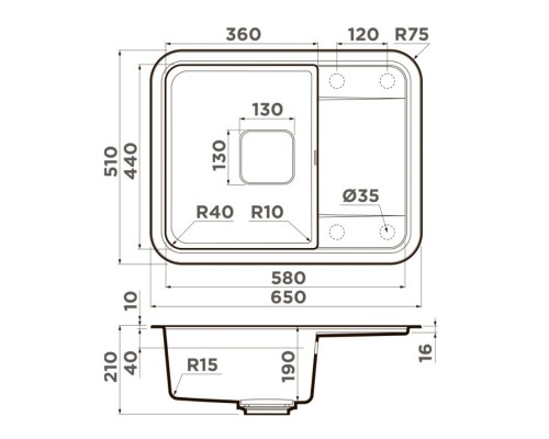 Кухонная мойка Artgranit Omoikiri Tasogare 65-BL черный 4993490