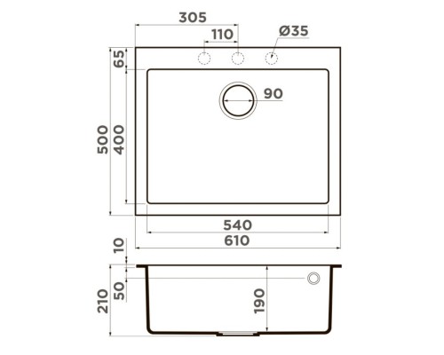 Кухонная мойка Tetogranit Omoikiri Bosen 61-BL черный 4991209