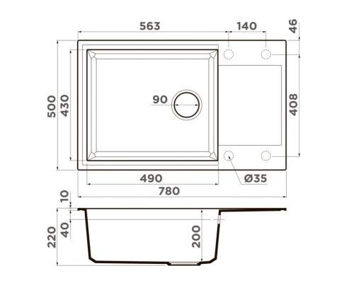 Кухонная мойка Tetogranit Omoikiri Sakaime 78-LB-WH белый 4993903