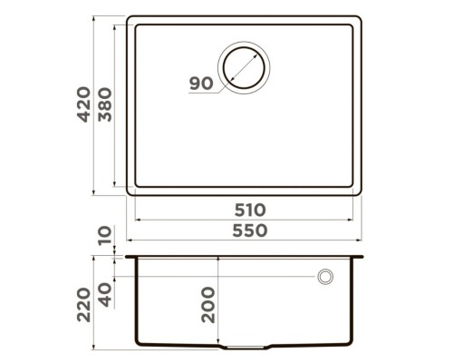 Кухонная мойка Tetogranit Omoikiri Tedori 54-U-BL черный 4993988