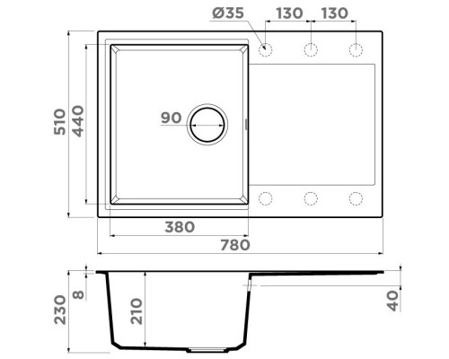 Кухонная мойка Tetogranit Omoikiri Daisen 78T-WH белый 4993522