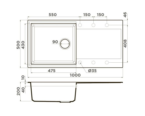 Кухонная мойка Tetogranit Omoikiri Sakaime 100-WH белый 4993887