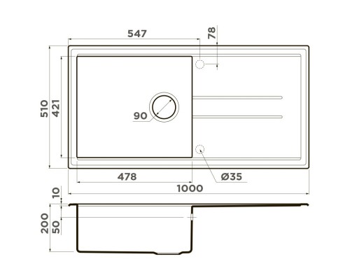 Кухонная мойка Tetogranit Omoikiri Tedori 100-PL платина 4993923