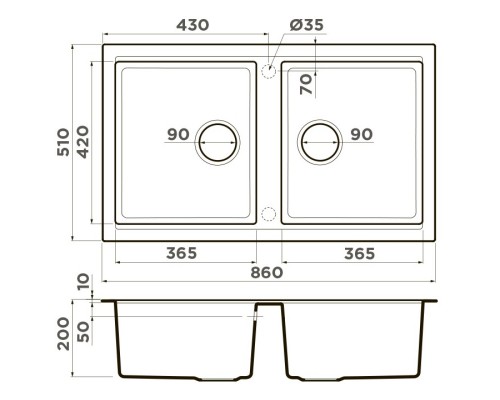 Кухонная мойка Tetogranit Omoikiri Tedori 86-2-WH белый 4993927