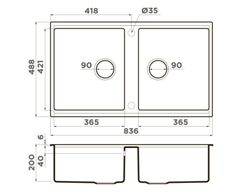 Кухонная мойка Artceramic Omoikiri Kitagawa 83-2-U-GB графит 4993811