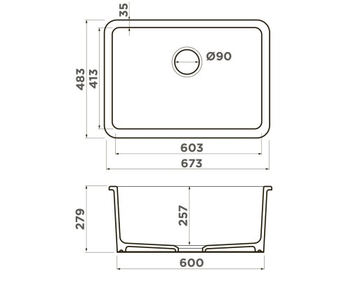 Кухонная мойка Natceramic Omoikiri Torishima 67-U/I-WH белый глянец 4993866