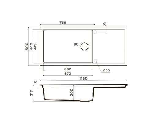 Кухонная мойка Artceramic Omoikiri Sintesi 116-CN canyon 4997122