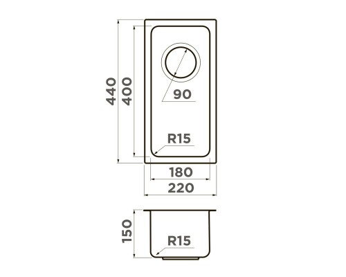 Кухонная мойка Omoikiri Tadzava 22-U/I-IN Ultra 15 нержавеющая сталь 4997112