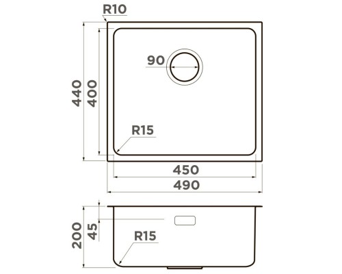 Кухонная мойка Omoikiri Tadzava 49-U/I-IN Ultra 15 нержавеющая сталь 4997115