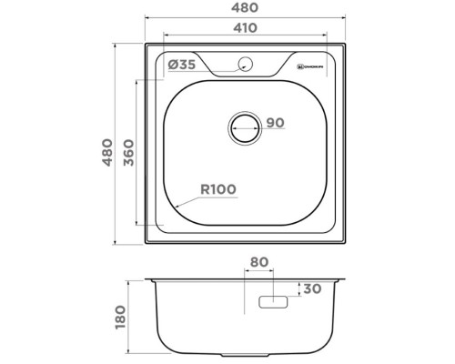 Кухонная мойка Omoikiri Saru 48-IN нержавеющая сталь 4993833