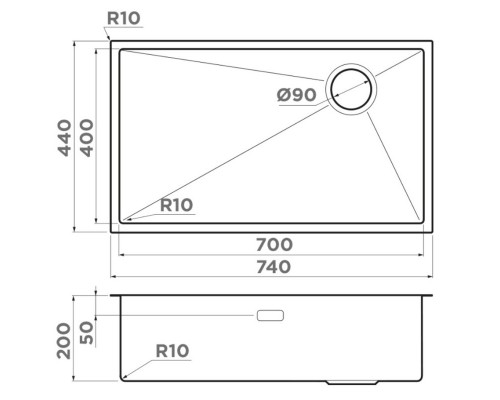 Кухонная мойка Omoikiri Taki 74-U/IF-LG Side светлое золото 4993171