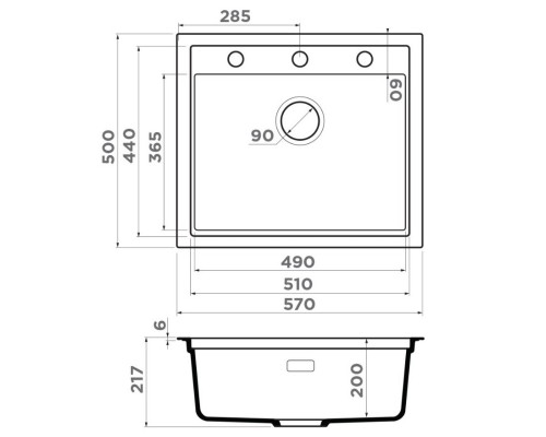 Кухонная мойка Artceramic Omoikiri Sintesi 57-CN canyon 4997142