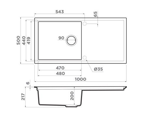 Кухонная мойка Artceramic Omoikiri Sintesi 100-GB графит 4997125