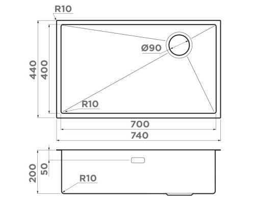 Кухонная мойка Omoikiri Taki 74-U/IF-GB Side графит 4993172