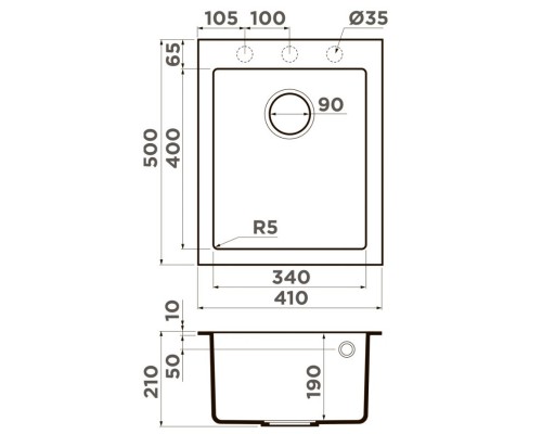 Кухонная мойка Artceramic Omoikiri Bosen 41A-GR ленинградский серый 4993813