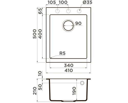 Кухонная мойка Artceramic Omoikiri Bosen 41A-GB графит 4993812