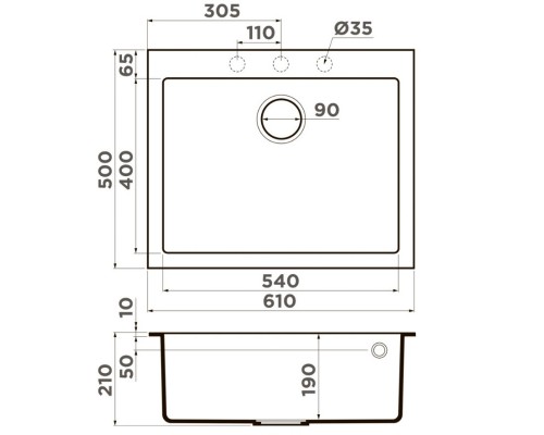 Кухонная мойка Artceramic Omoikiri Bosen 61A-GB графит 4993824