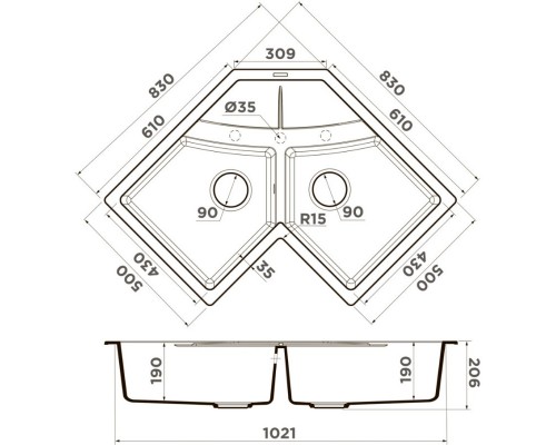 Кухонная мойка Tetogranit Omoikiri Sumi 83C-PL платина 4993860