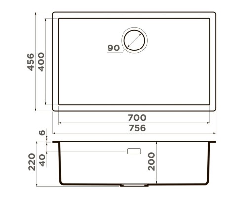 Кухонная мойка Artceramic Omoikiri Yamakawa 75-Integra-CN canyon 4997274