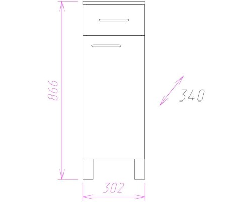 Тумба белый глянец с бельевой корзиной Onika Каприз 403003