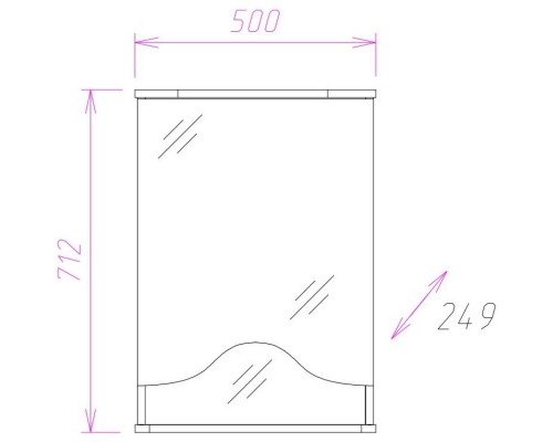 Зеркальный шкаф 50x71,2 см белый глянец L Onika Лидия 205003