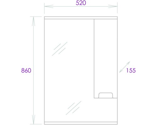 Зеркальный шкаф 52x86 см белый глянец R Onika Харпер 205216