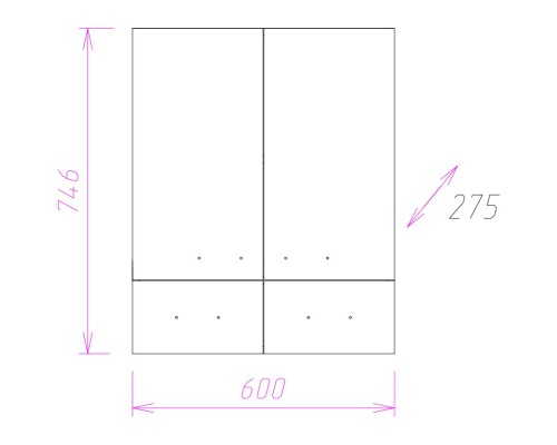 Шкаф двустворчатый 60x74,6 белый глянец Onika Кредо 306004