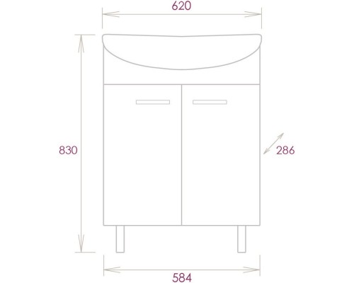 Комплект мебели белый глянец 62 см Onika Коралл 106042 + UM-ERI60/1 + 206001