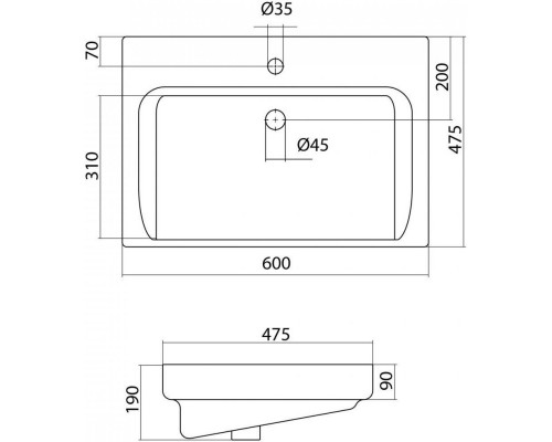 Комплект мебели белый глянец 60 см Onika Балтика 106035 + 1WH302082 + 205815