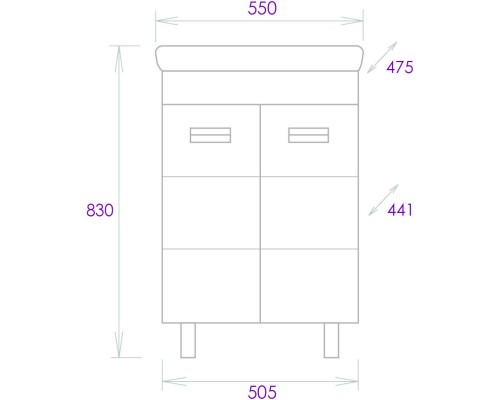 Комплект мебели белый глянец 55 см Onika Балтика 105552 + 1WH302126 + 205846
