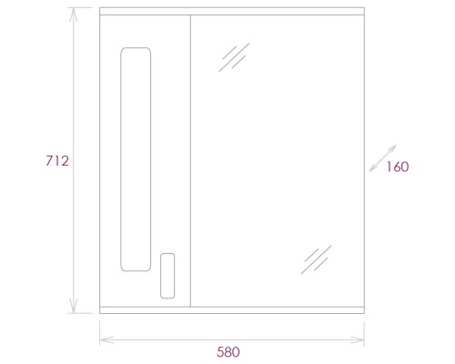 Комплект мебели белый глянец 54 см Onika Кристалл 105551 + UM-ERI55/1 + 205817