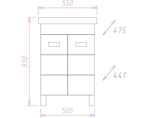 Комплект мебели белый глянец 55 см Onika Балтика 105521 + 1WH302126 + 205815