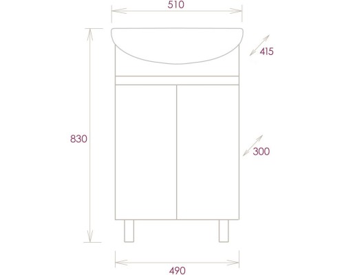 Комплект мебели дуб сонома/серый матовый 51 см Onika Милтон 105037 + 4620008192758 + 206070