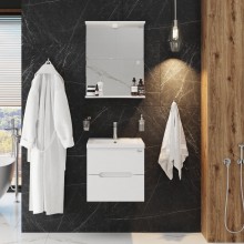 Комплект мебели белый глянец 50 см Onika Айленд 105021 + 4630055557578 + 205206