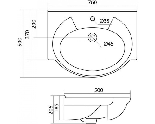 Комплект мебели белый глянец 76 см Onika Моника 107501 + 1WH110259 + 207507