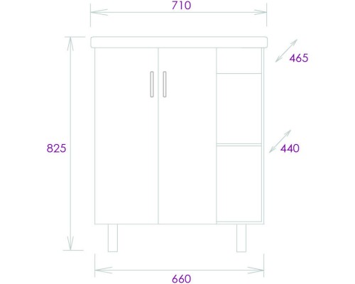Комплект мебели дуб сонома/серый матовый 71 см Onika Тимбер 107057 + 4620008197746 + 207045