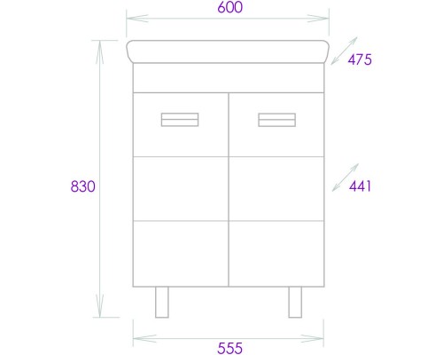 Комплект мебели белый глянец 60 см Onika Балтика 106139 + 1WH302082 + 205848