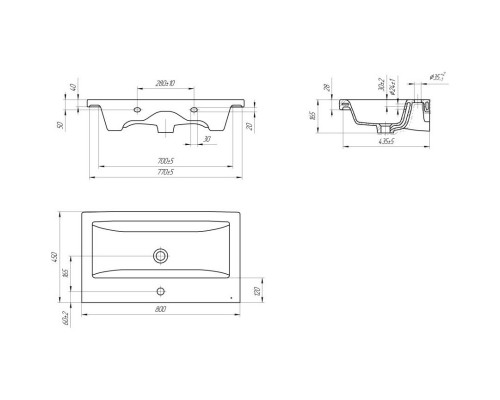 Комплект мебели дуб сонома/белый матовый 80 см Onika Тимбер 108052 + UM-COM80/1 + 208091