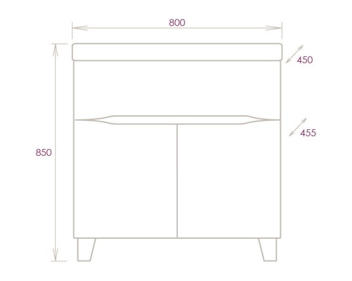 Комплект мебели белый глянец 80 см Onika Стрим 108055 + UM-COM80/1 + 208094