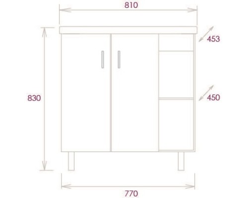 Комплект мебели дуб сонома/серый матовый 81 см Onika Тимбер 108046 + 4640021065198 + 208091
