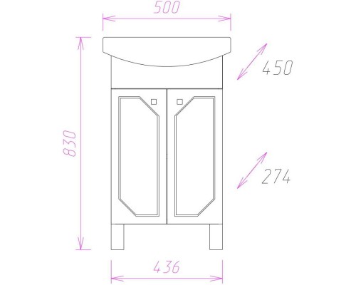 Комплект мебели белый глянец 50 см Onika Канны 105003 + 1WH110243 + 205012