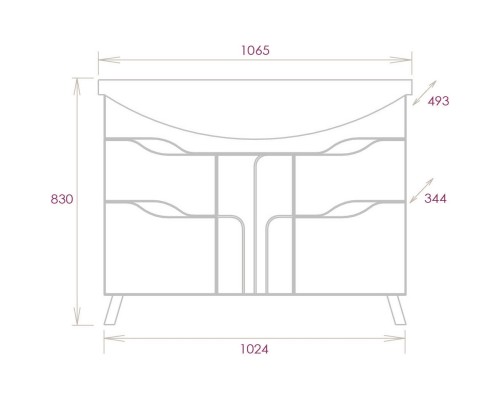 Комплект мебели белый глянец 106,5 см Onika Веронэлла 110508 + 4620008197340 + 210506