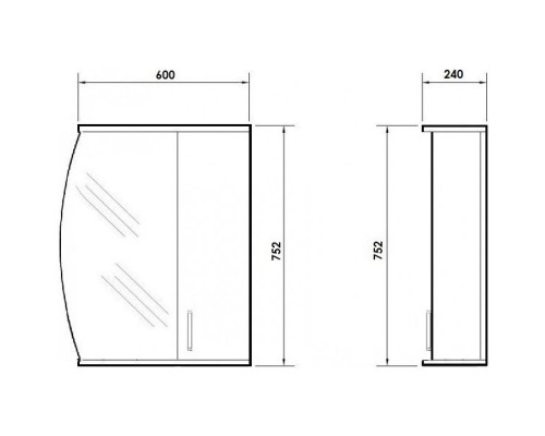 Зеркальный шкаф 60x75,2 см белый глянец Orange Софи Si-60ZS