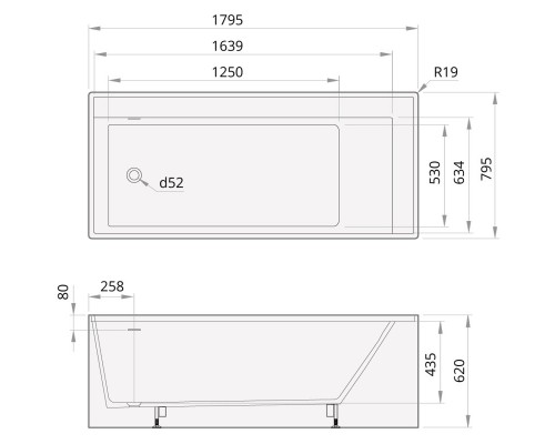 Ванна из материала SilkStone 179,5x79,5 см PAA Infinity VAINFS/00