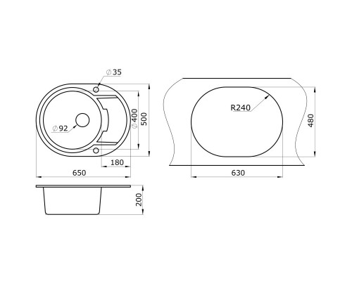 Кухонная мойка Paulmark Oval черный PM316502-BL