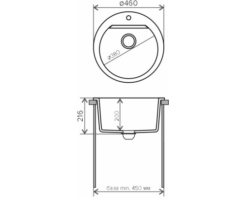 Кухонная мойка Polygran Atol-460 черный 678897