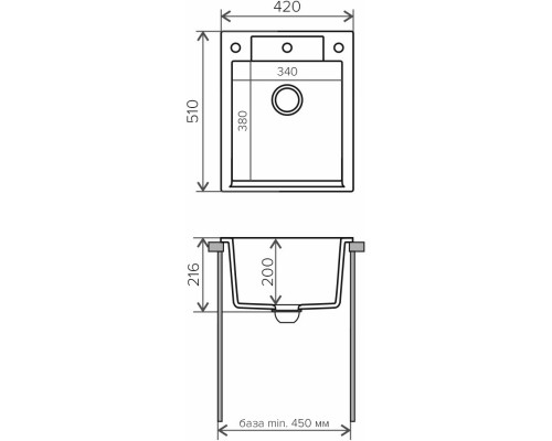 Кухонная мойка Polygran Argo-420 серый 627314